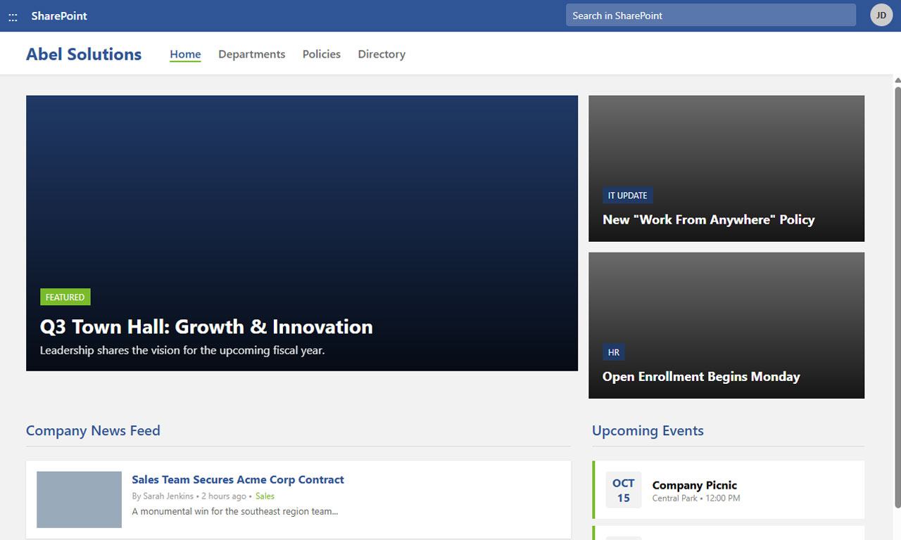 SharePoint Intranet - Communication Hub